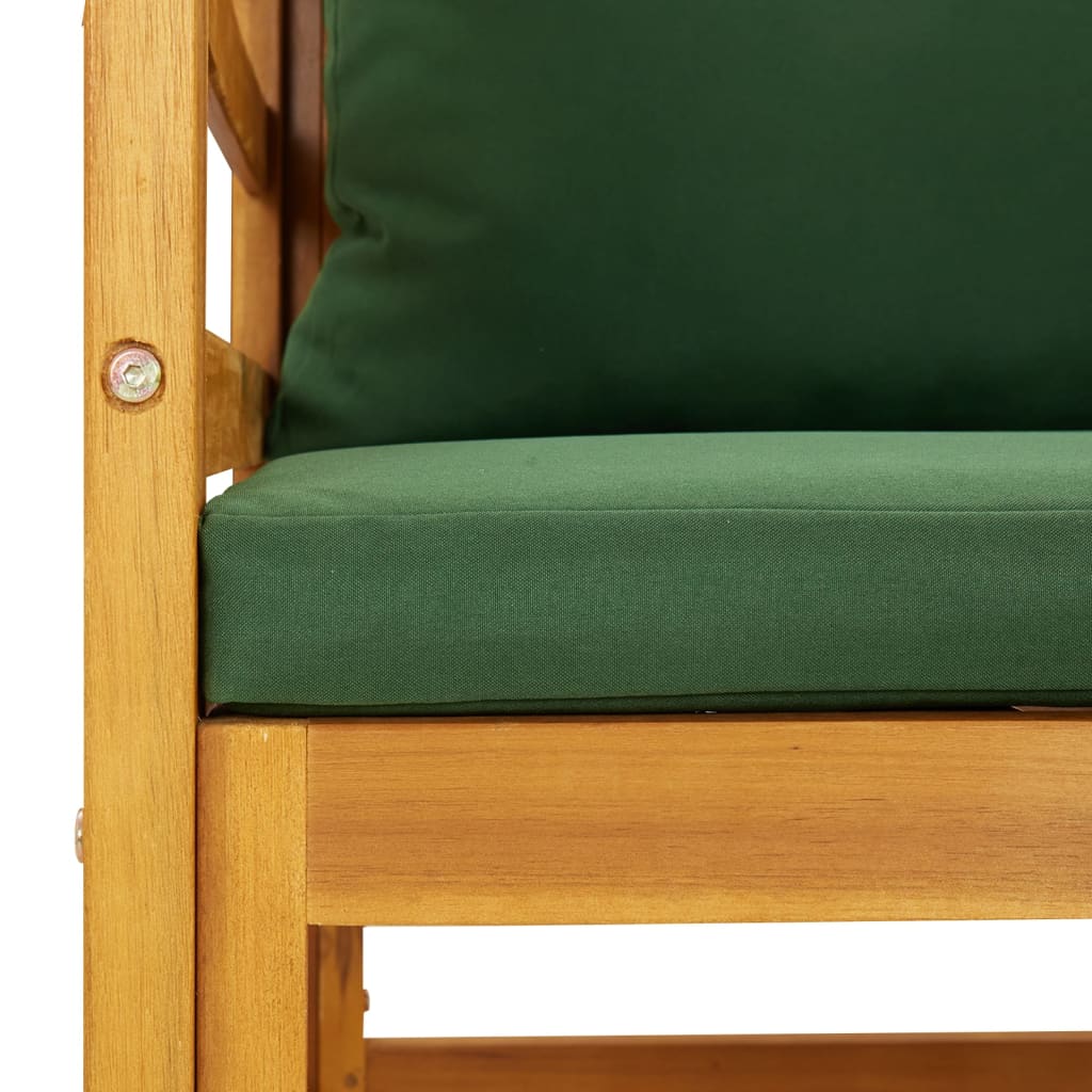vidaXL Patio Chair with Green Cushions Solid Wood Acacia-5