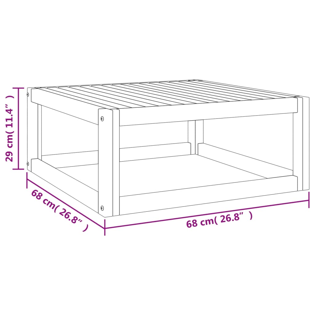 vidaXL Coffee Table 26.8"x26.8"x11.4" Solid Acacia Wood-5