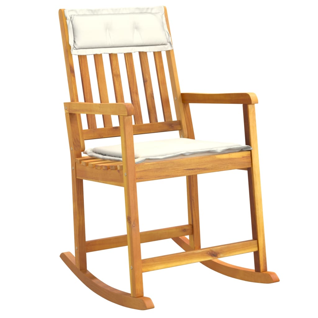 vidaXL Rocking Chair Wooden Rocking Chair with Cushions Solid Wood Acacia-5