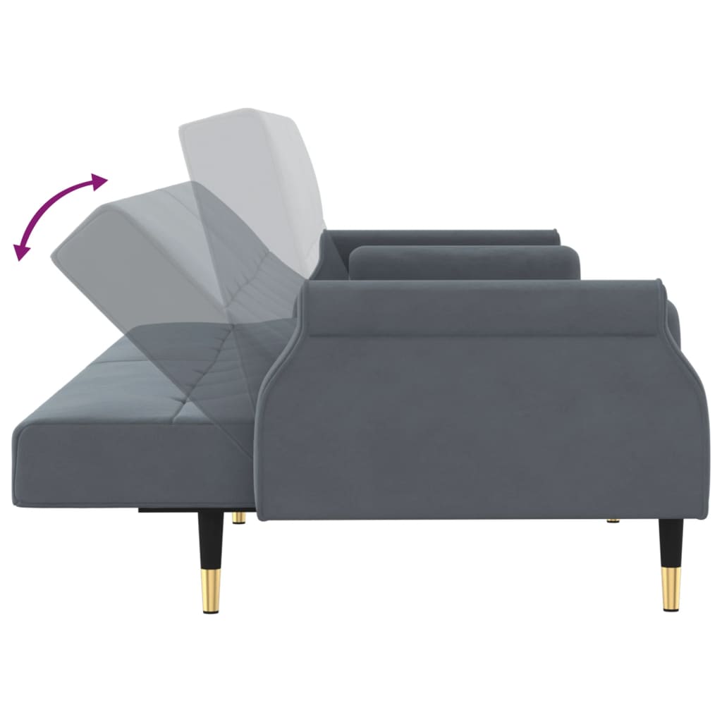 vidaXL Sofa Bed Loveseat Convertible Sofa Bed with Cushions for Studio Velvet-34