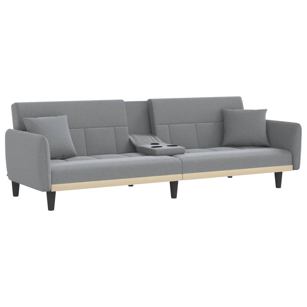 vidaXL Sofa Bed with Cup Holders Black Fabric-22