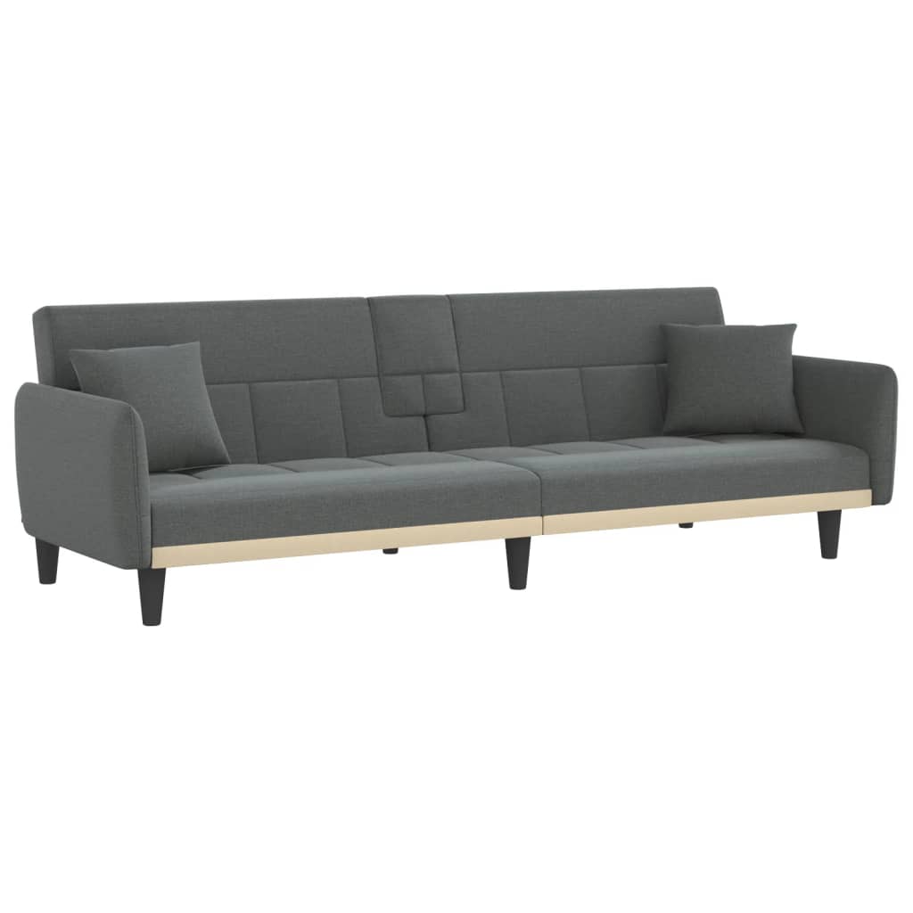 vidaXL Sofa Bed with Cup Holders Black Fabric-0