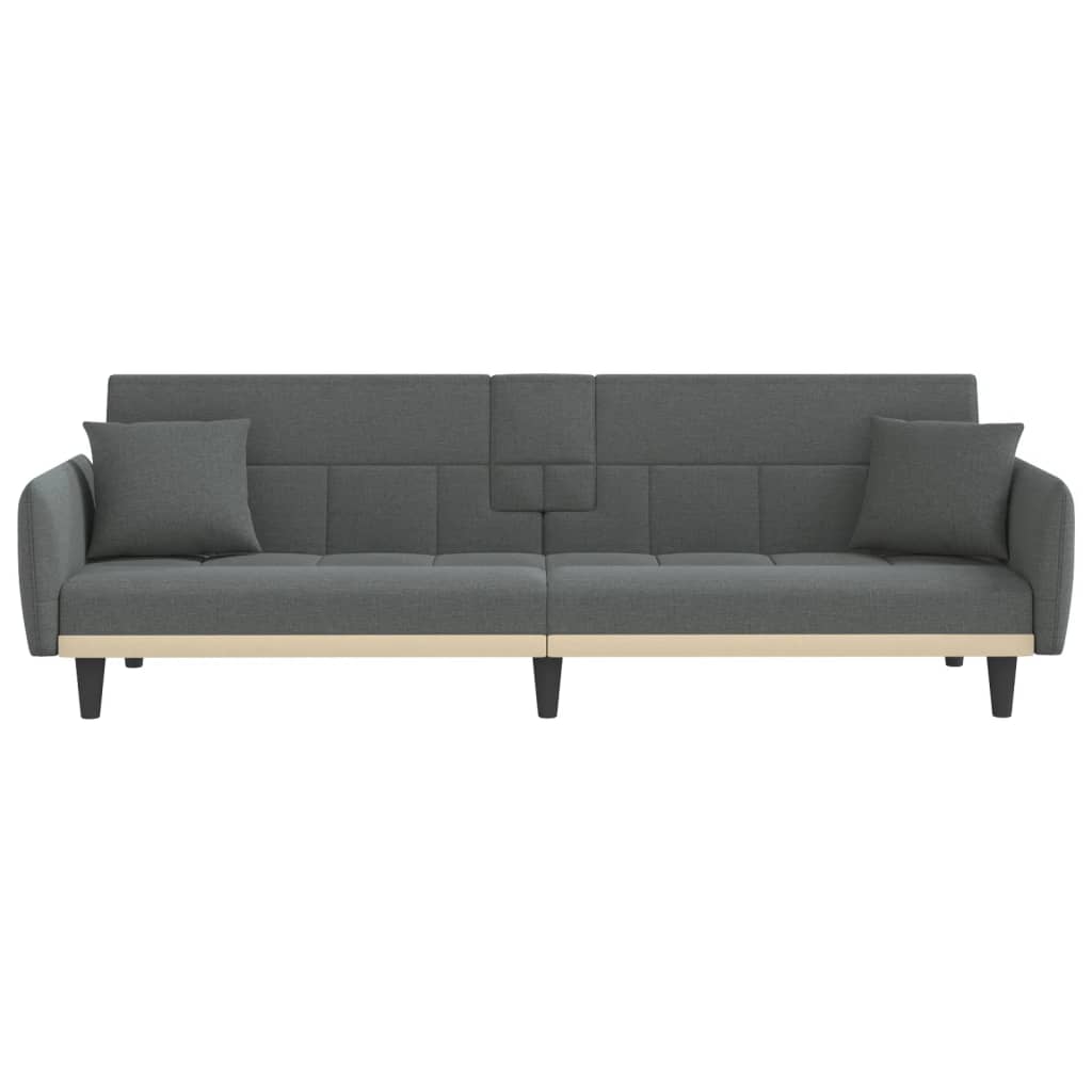 vidaXL Sofa Bed with Cup Holders Black Fabric-24
