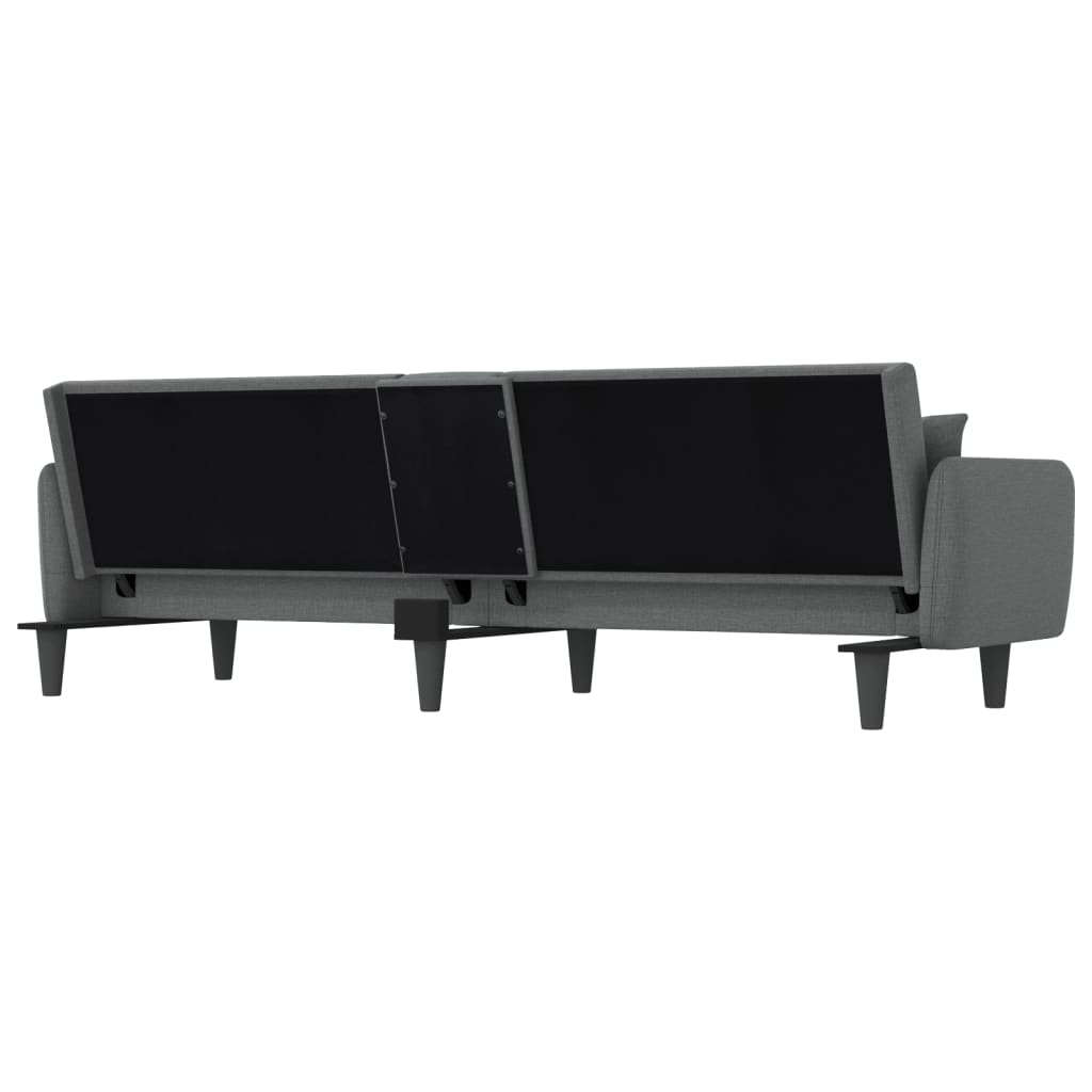 vidaXL Sofa Bed with Cup Holders Black Fabric-33
