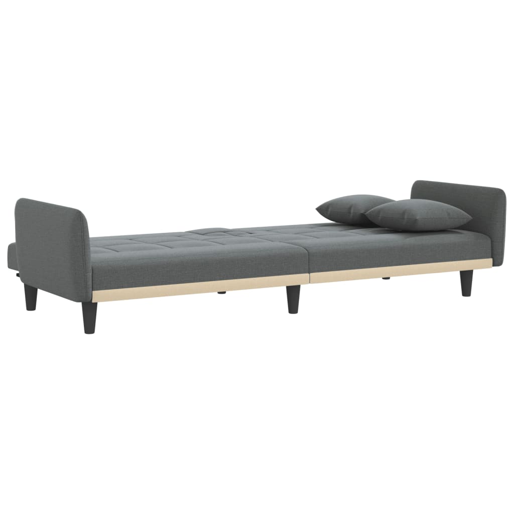 vidaXL Sofa Bed with Cup Holders Black Fabric-19