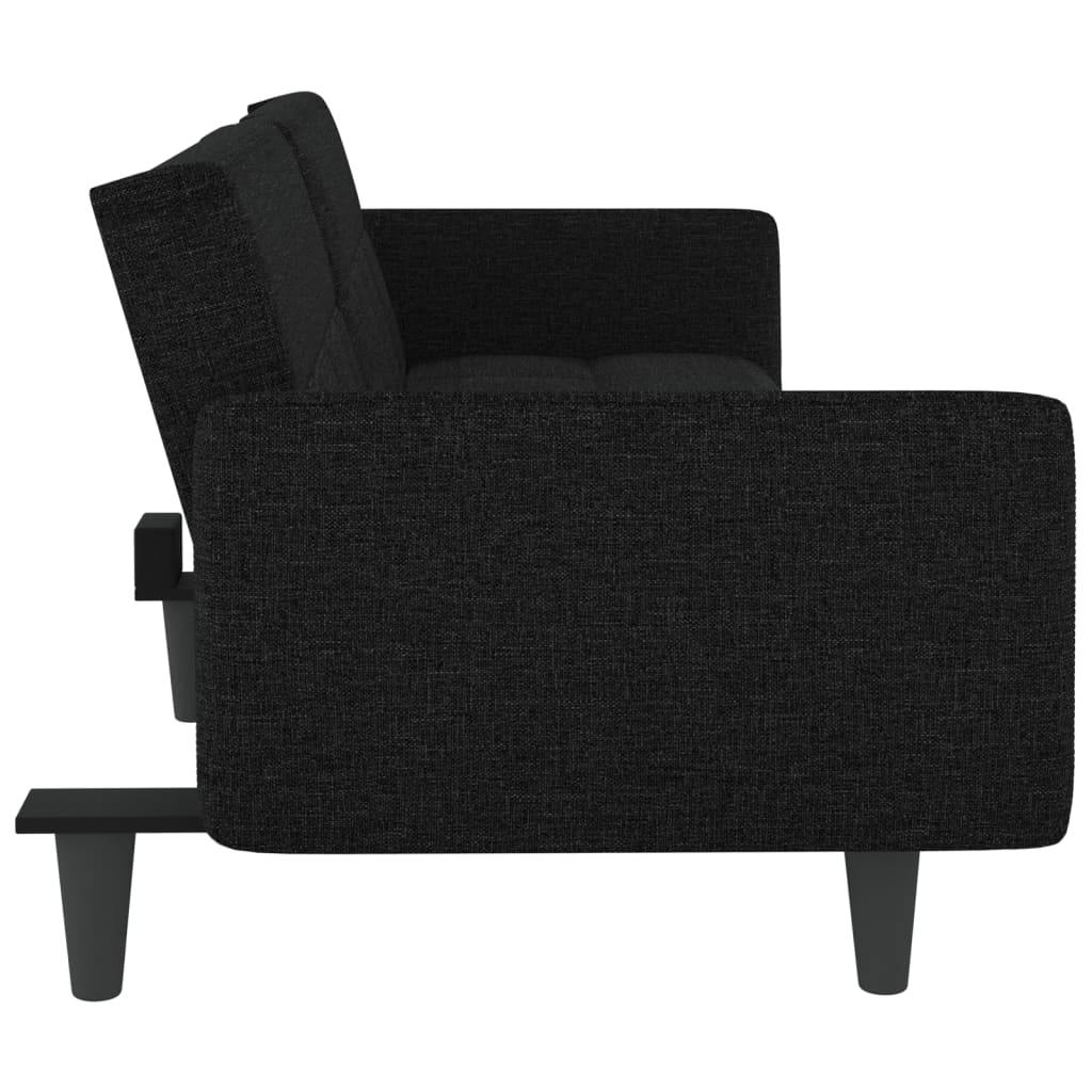 vidaXL Sofa Bed with Cup Holders Black Fabric-28