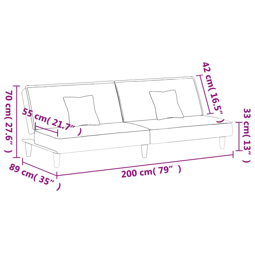 vidaXL 2-Seater Sofa Bed Velvet Recliner Loveseat Folding Daybed Multi Colors-59