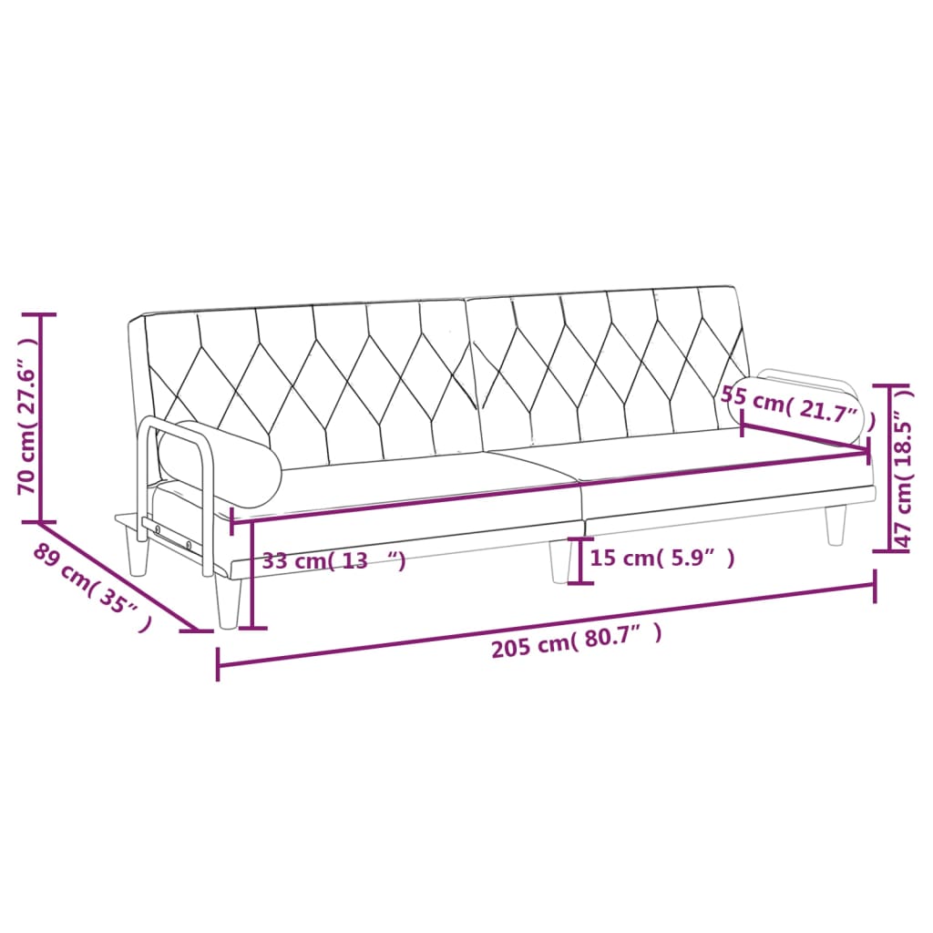 vidaXL Sofa Bed with Armrests Sleeper Sofa Loveseat Recliner Chair Fabric-31