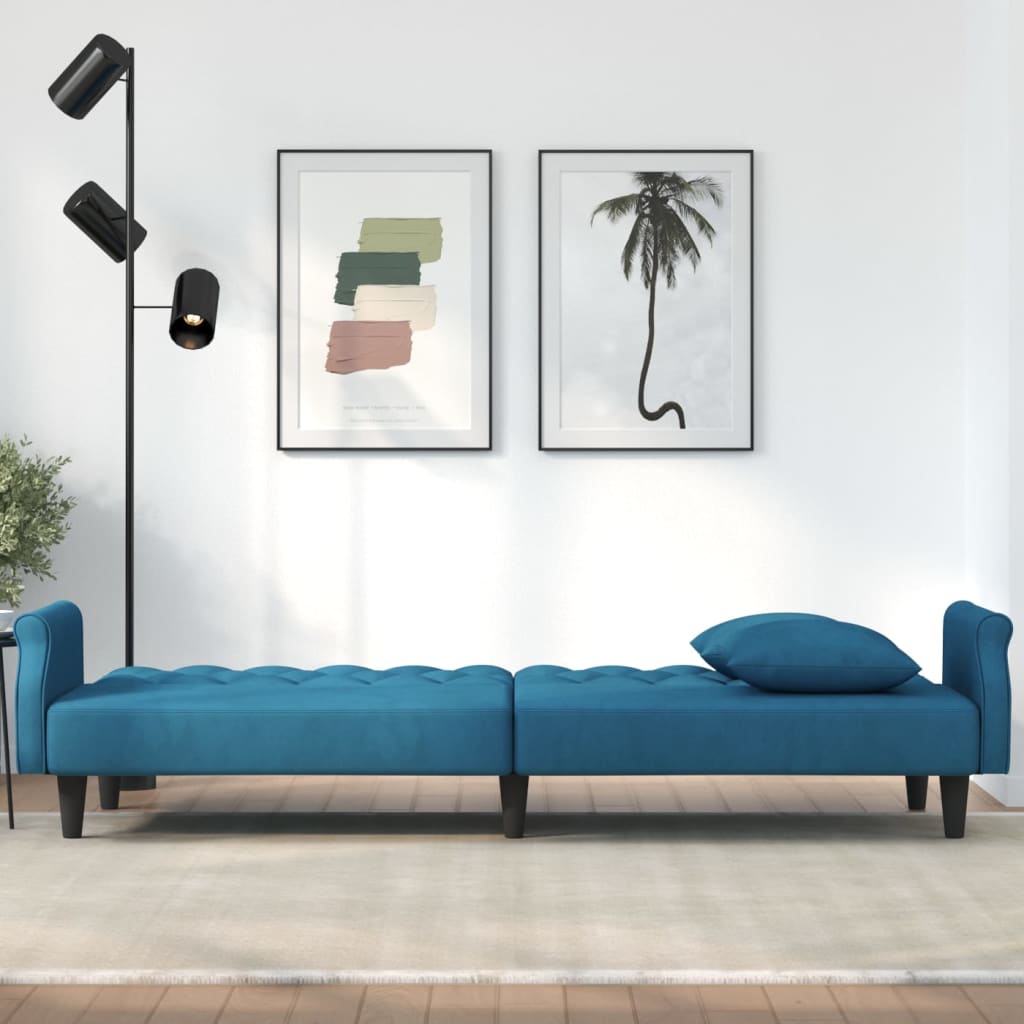 vidaXL Sleeper Sofa with Armrests Velvet Couch Sofa Bed Recliner Loveseat-28