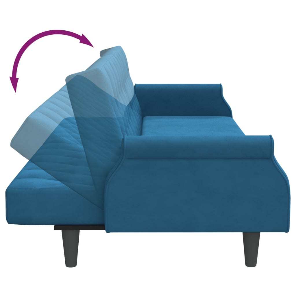 vidaXL Sleeper Sofa with Armrests Velvet Couch Sofa Bed Recliner Loveseat-51