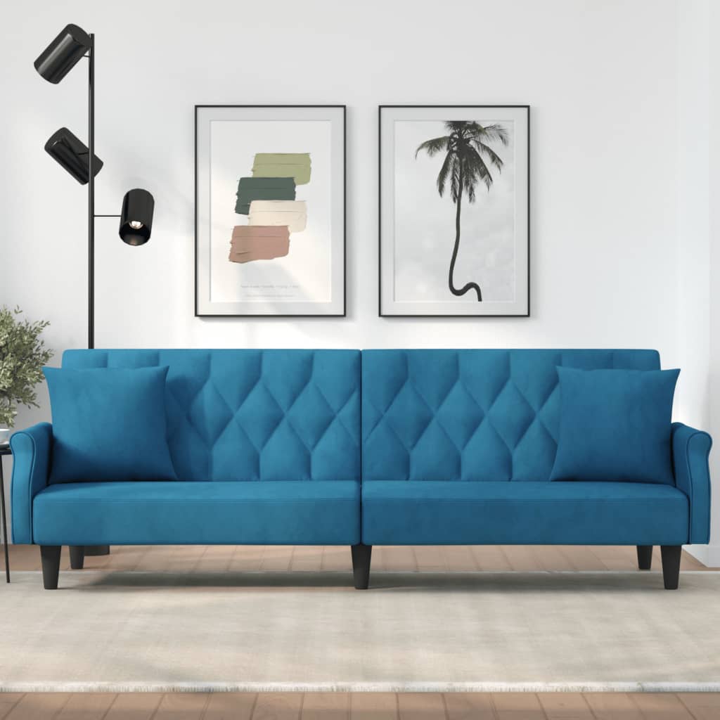 vidaXL Sleeper Sofa with Armrests Velvet Couch Sofa Bed Recliner Loveseat-21