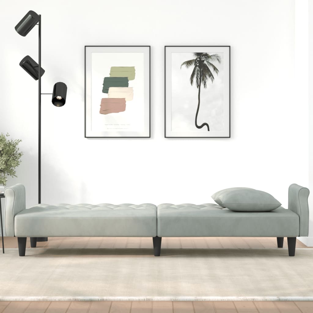 vidaXL Sleeper Sofa with Armrests Velvet Couch Sofa Bed Recliner Loveseat-19