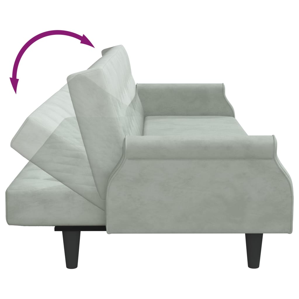 vidaXL Sleeper Sofa with Armrests Velvet Couch Sofa Bed Recliner Loveseat-49
