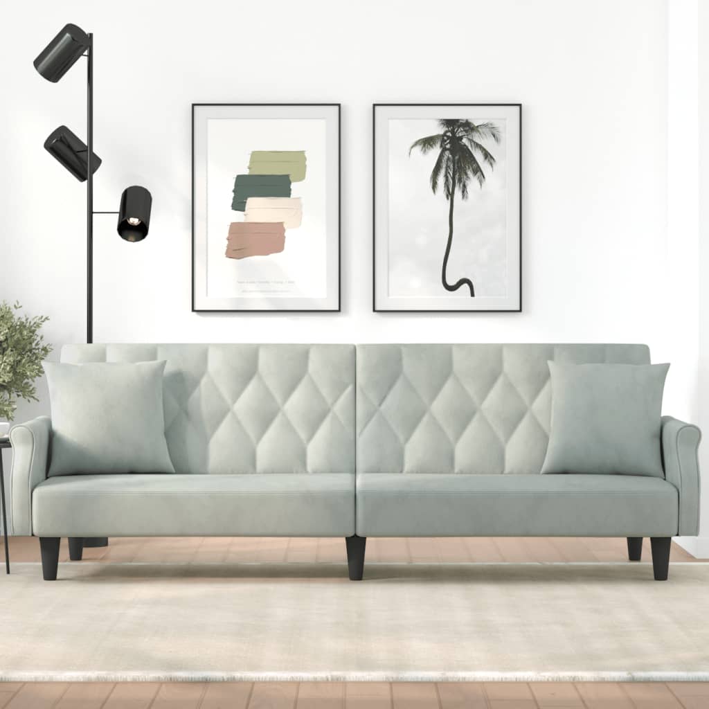 vidaXL Sleeper Sofa with Armrests Velvet Couch Sofa Bed Recliner Loveseat-12