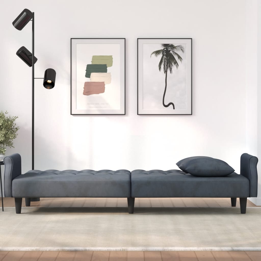 vidaXL Sleeper Sofa with Armrests Velvet Couch Sofa Bed Recliner Loveseat-46