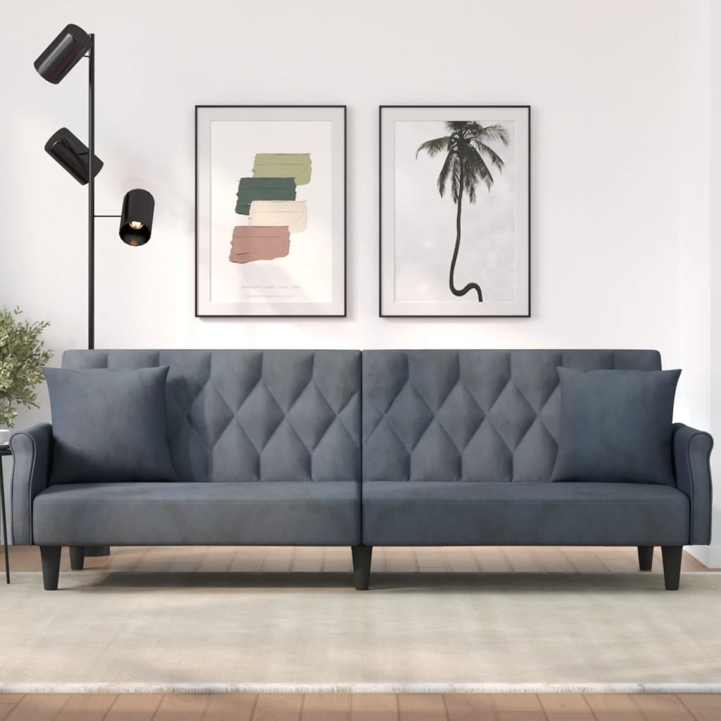 vidaXL Sleeper Sofa with Armrests Velvet Couch Sofa Bed Recliner Loveseat-40