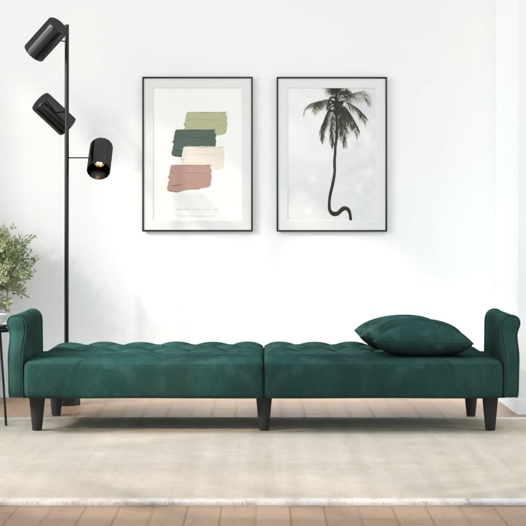 vidaXL Sleeper Sofa with Armrests Velvet Couch Sofa Bed Recliner Loveseat-56