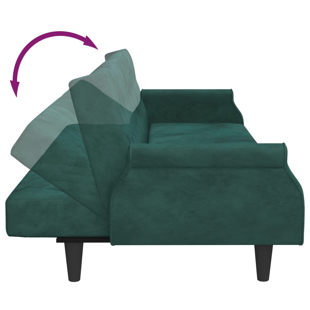 vidaXL Sleeper Sofa with Armrests Velvet Couch Sofa Bed Recliner Loveseat-47