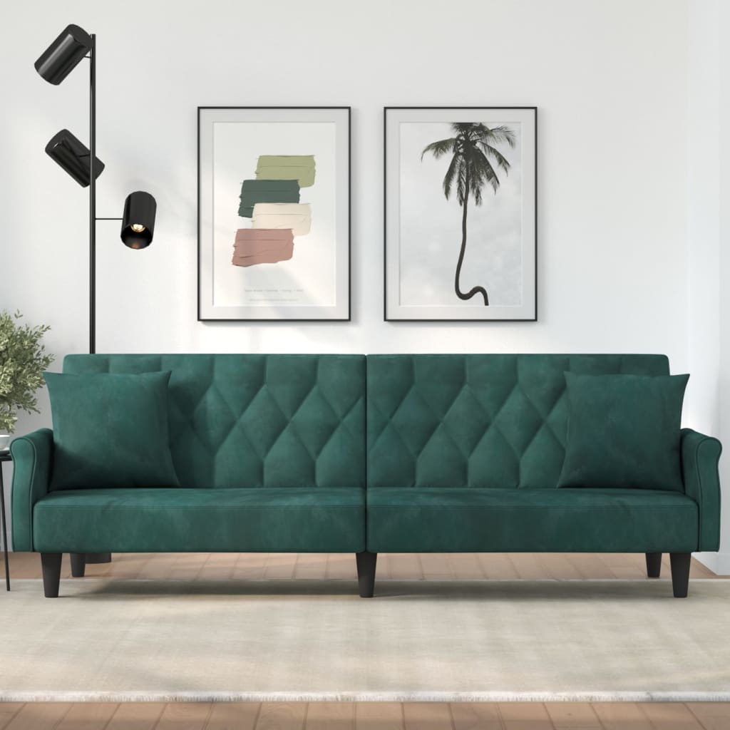 vidaXL Sleeper Sofa with Armrests Velvet Couch Sofa Bed Recliner Loveseat-50