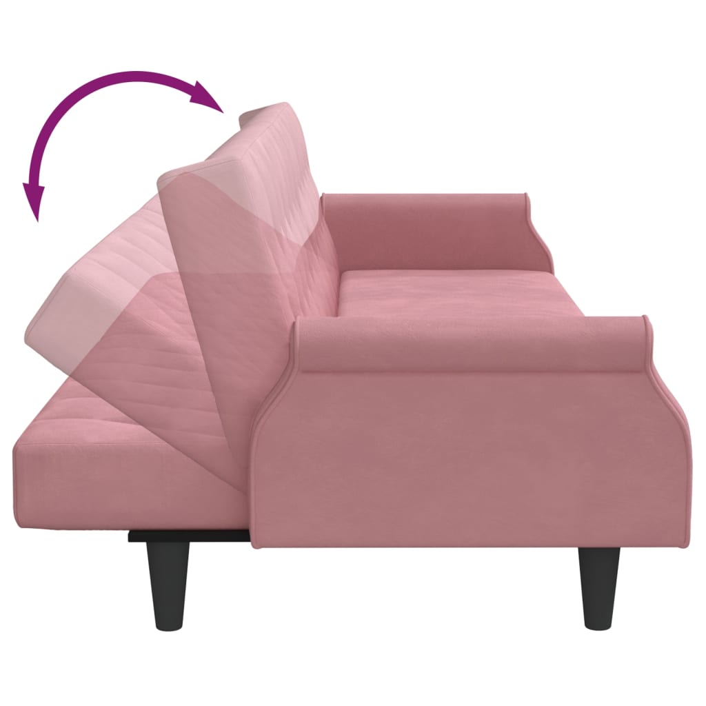 vidaXL Sleeper Sofa with Armrests Velvet Couch Sofa Bed Recliner Loveseat-15