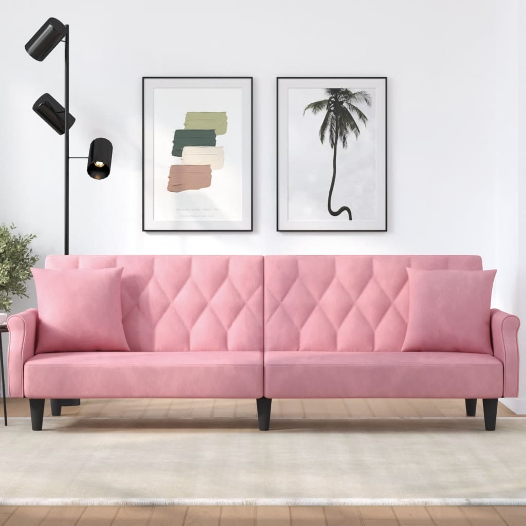 vidaXL Sleeper Sofa with Armrests Velvet Couch Sofa Bed Recliner Loveseat-32