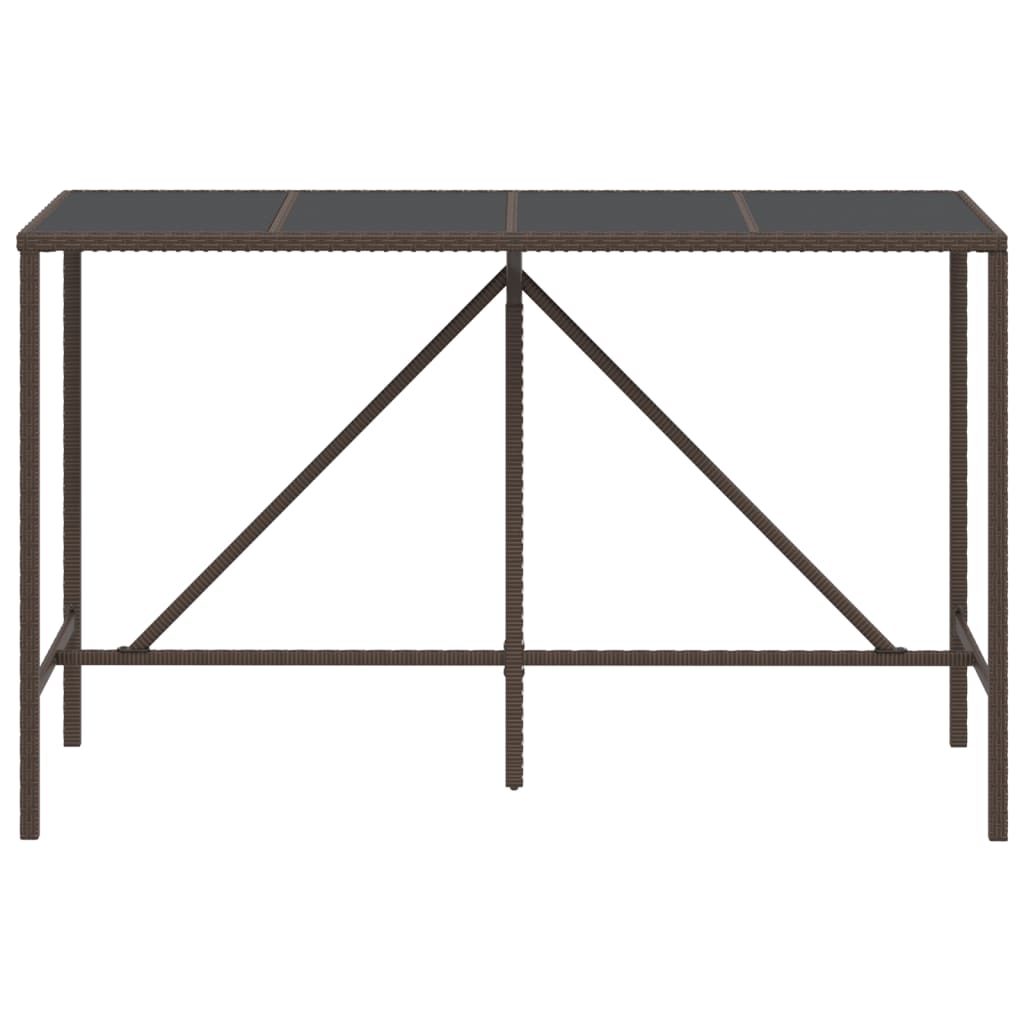 vidaXL Bar Table with Glass Top Black 43.3"x27.6"x43.3" Poly Rattan-21