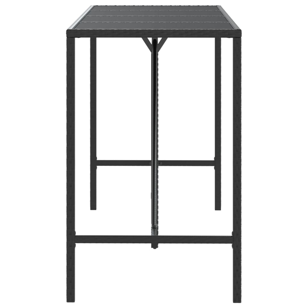 vidaXL Bar Table with Glass Top Black 43.3"x27.6"x43.3" Poly Rattan-33