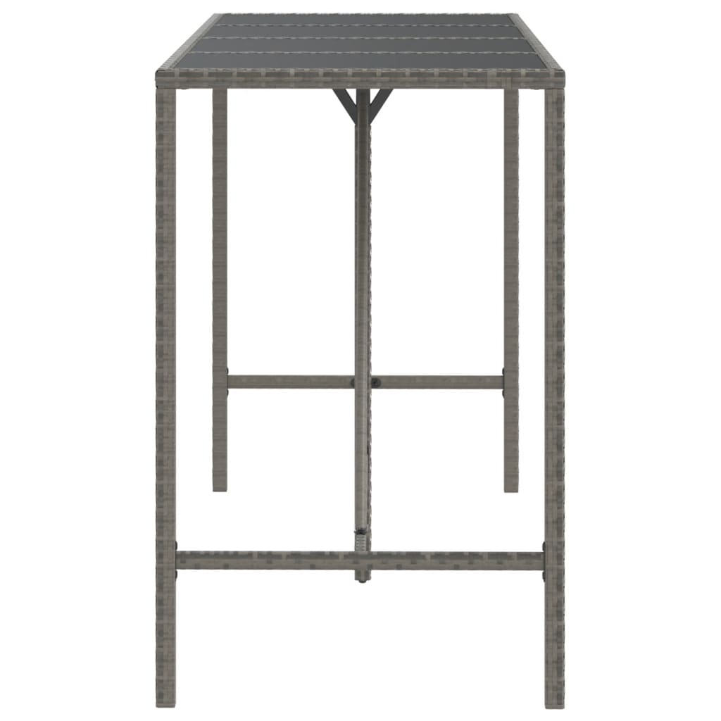 vidaXL Bar Table with Glass Top Black 43.3"x27.6"x43.3" Poly Rattan-22