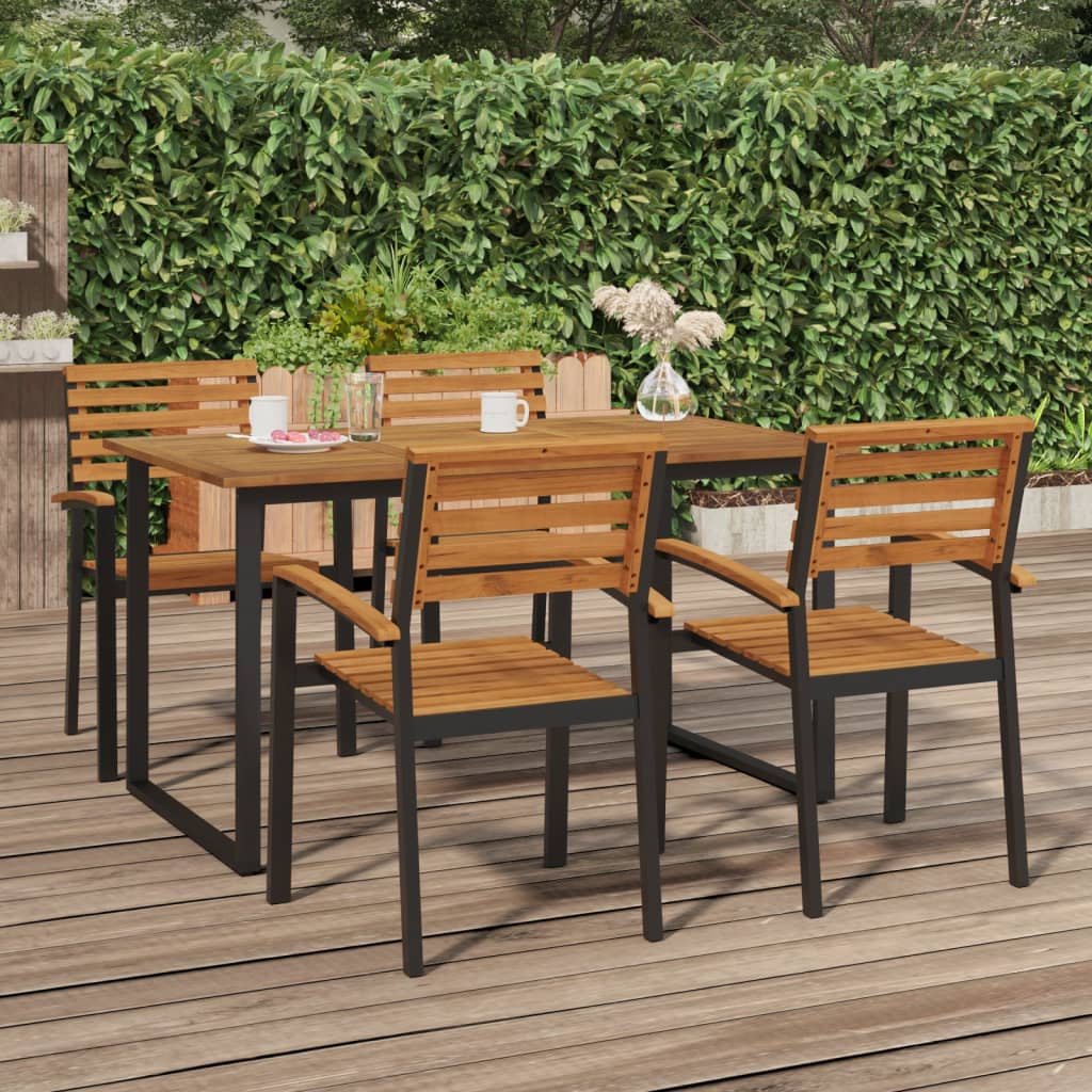vidaXL Patio Table Dining Table with U-shaped Legs for Porch Solid Wood Acacia-10