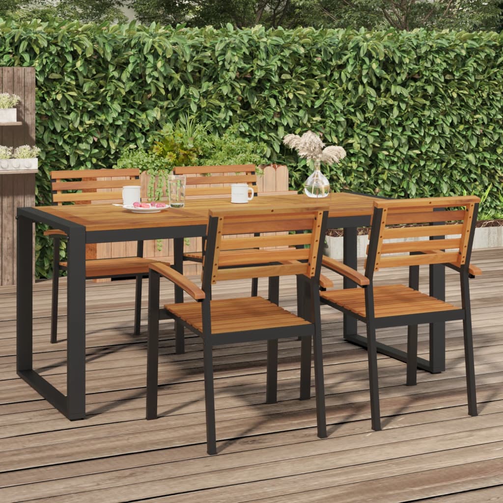 vidaXL Patio Table with U-shaped Legs 55.1"x31.5"x29.5" Solid Wood Acacia-35