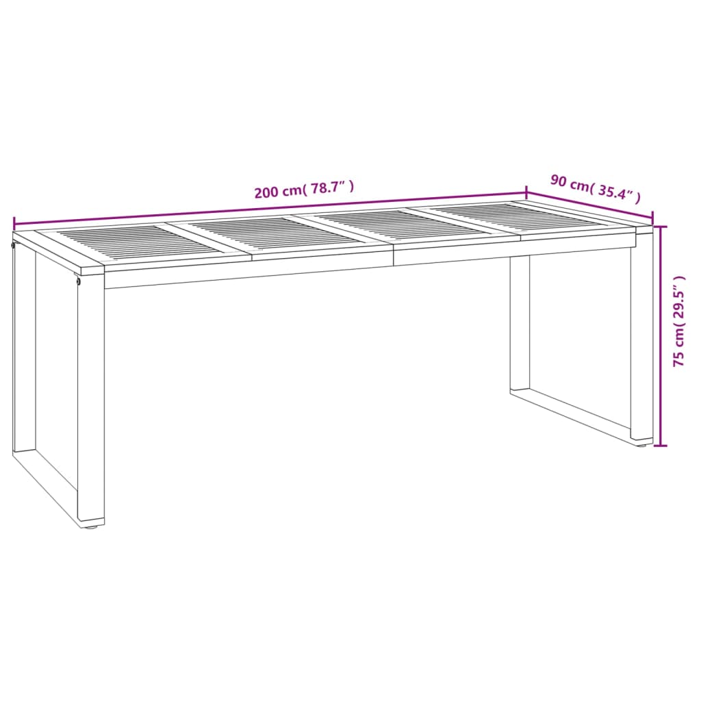 vidaXL Patio Table with U-shaped Legs 55.1"x31.5"x29.5" Solid Wood Acacia-34