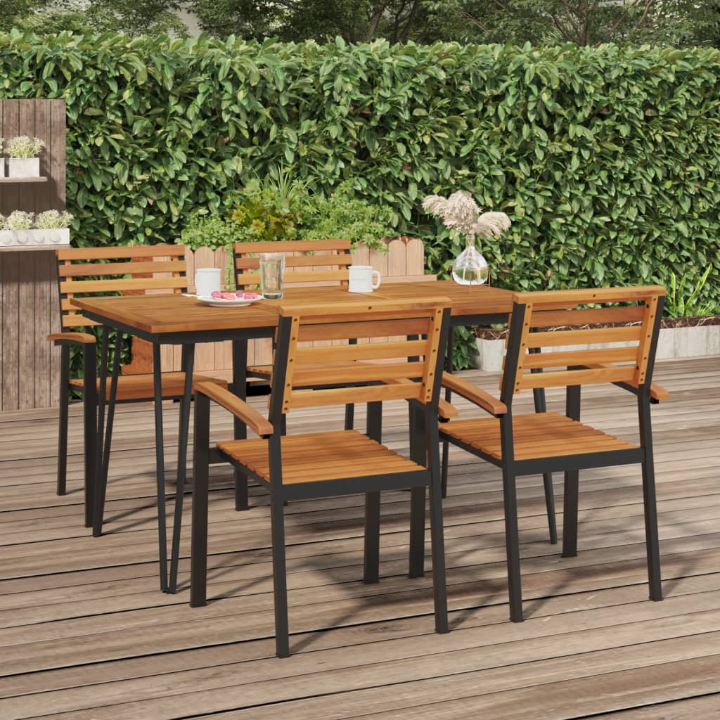 vidaXL Patio Table Dining Table with Hairpin Legs for Porch Solid Wood Acacia-11