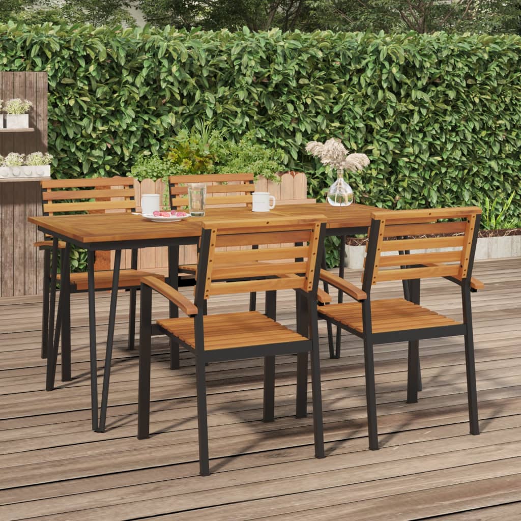 vidaXL Patio Table Dining Table with Hairpin Legs for Porch Solid Wood Acacia-4