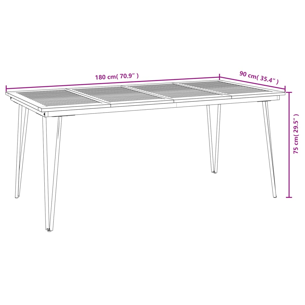 vidaXL Patio Table Dining Table with Hairpin Legs for Porch Solid Wood Acacia-5