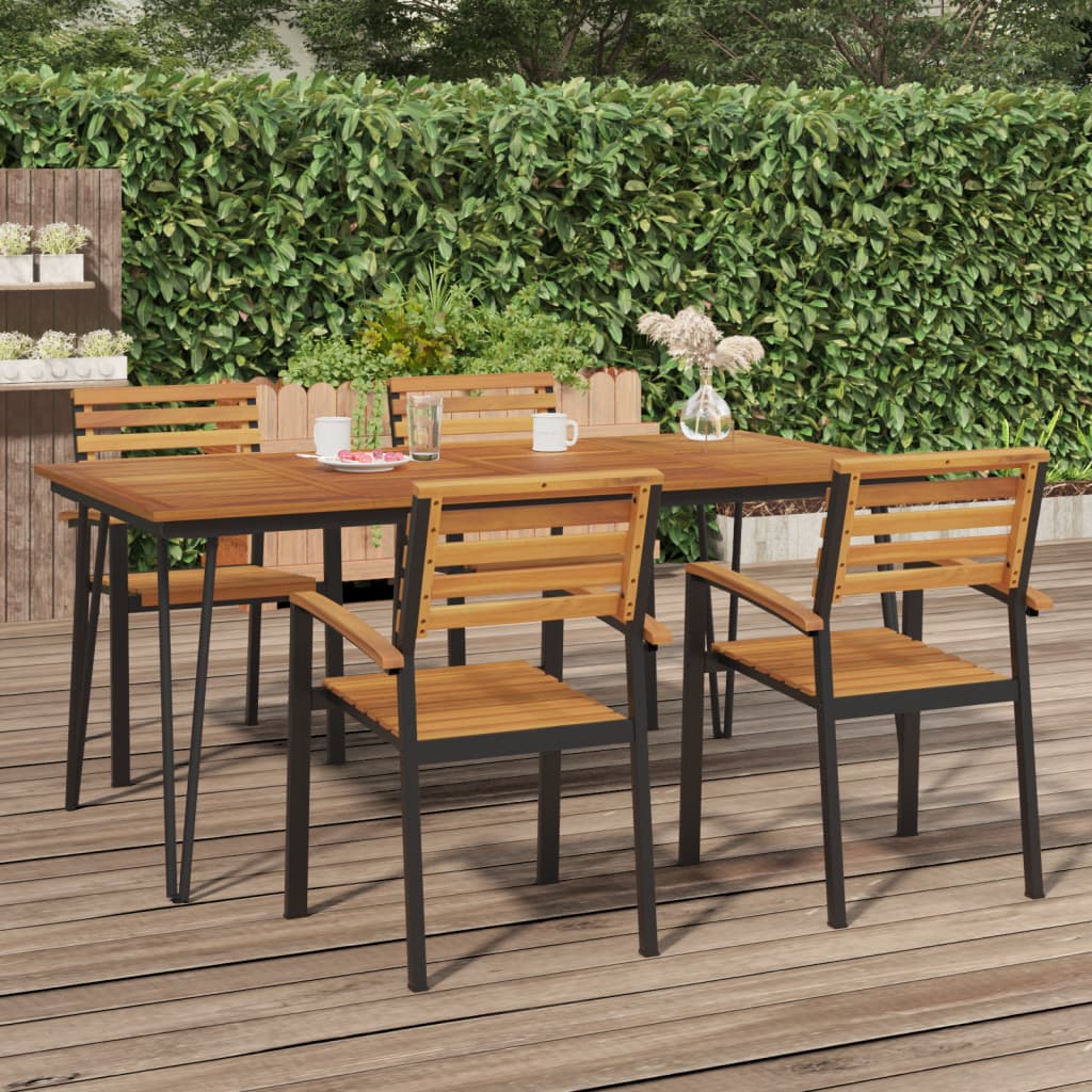 vidaXL Patio Table Dining Table with Hairpin Legs for Porch Solid Wood Acacia-1