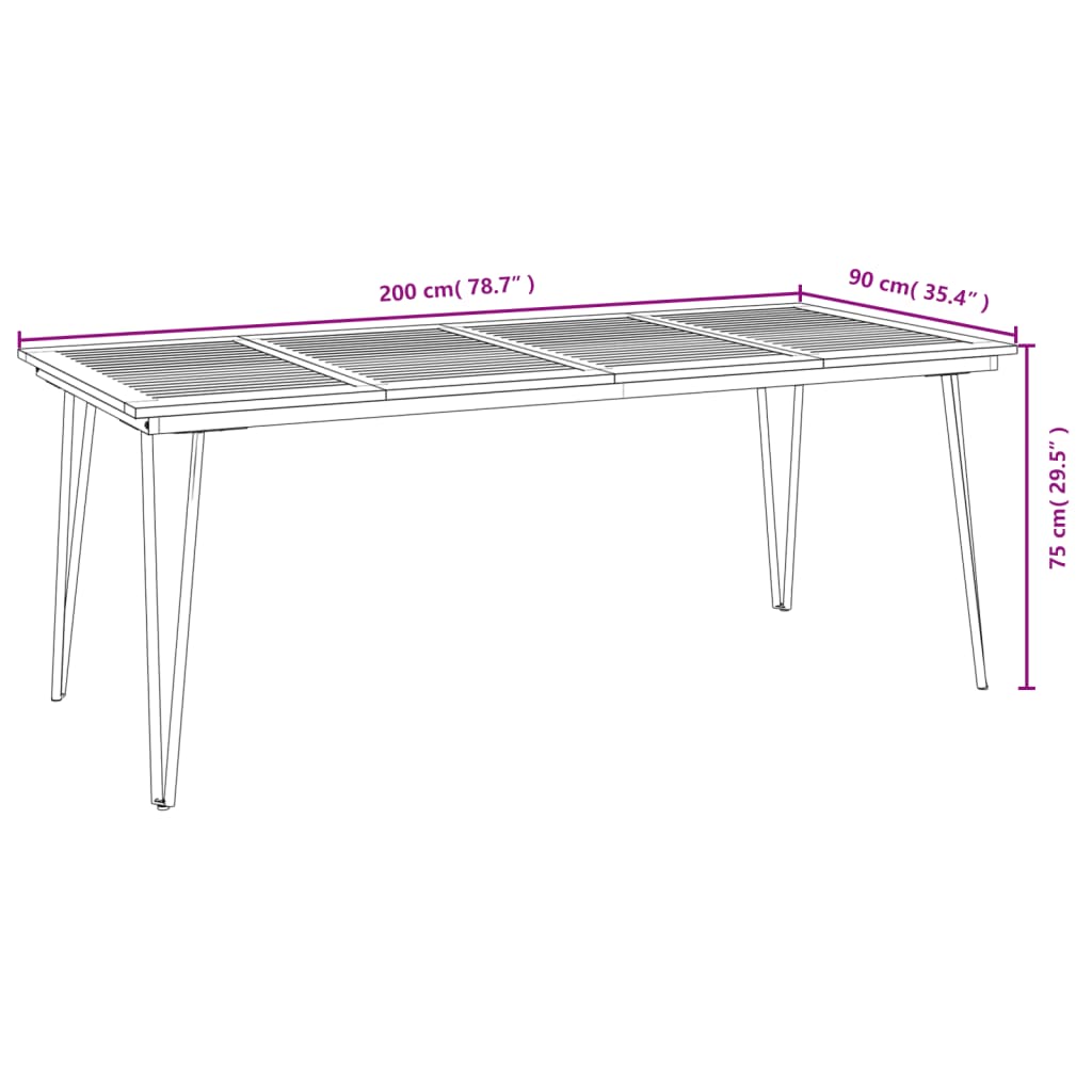 vidaXL Patio Table Dining Table with Hairpin Legs for Porch Solid Wood Acacia-26