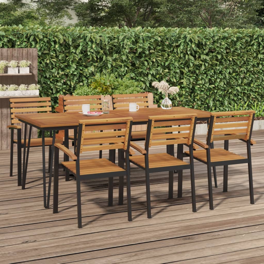 vidaXL Patio Table Dining Table with Hairpin Legs for Porch Solid Wood Acacia-35