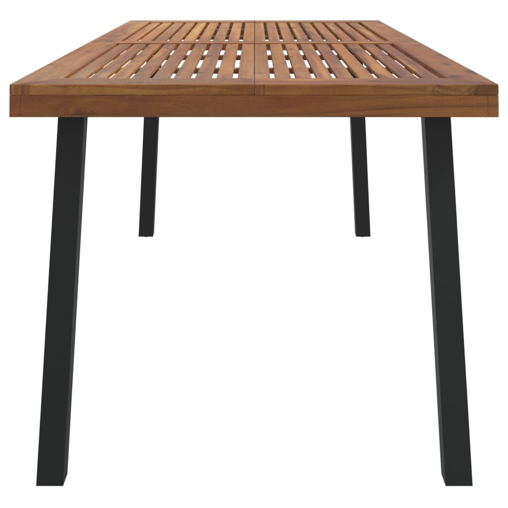 vidaXL Patio Table Patio Furniture Table with Metal Frame Solid Wood Acacia-6