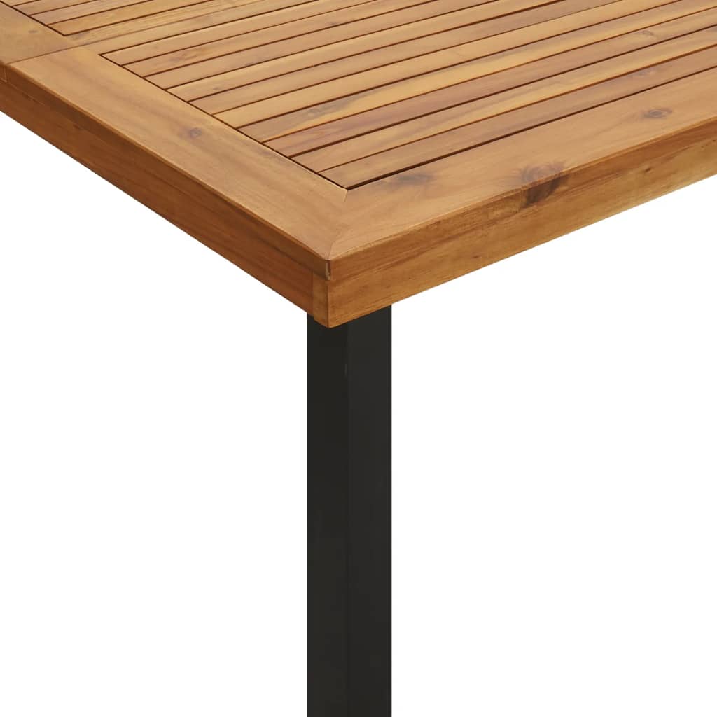 vidaXL Patio Table Patio Furniture Table with Metal Frame Solid Wood Acacia-10