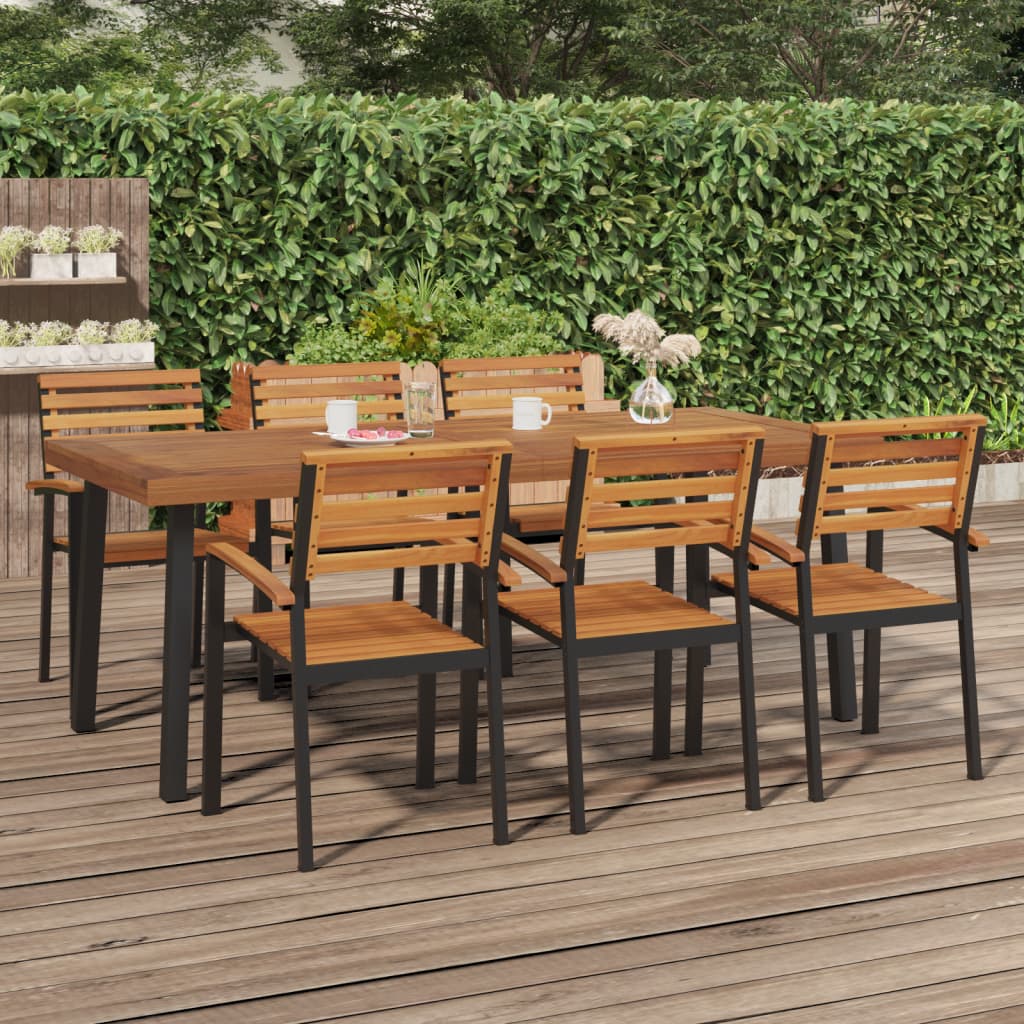 vidaXL Patio Table Patio Furniture Table with Metal Frame Solid Wood Acacia-0
