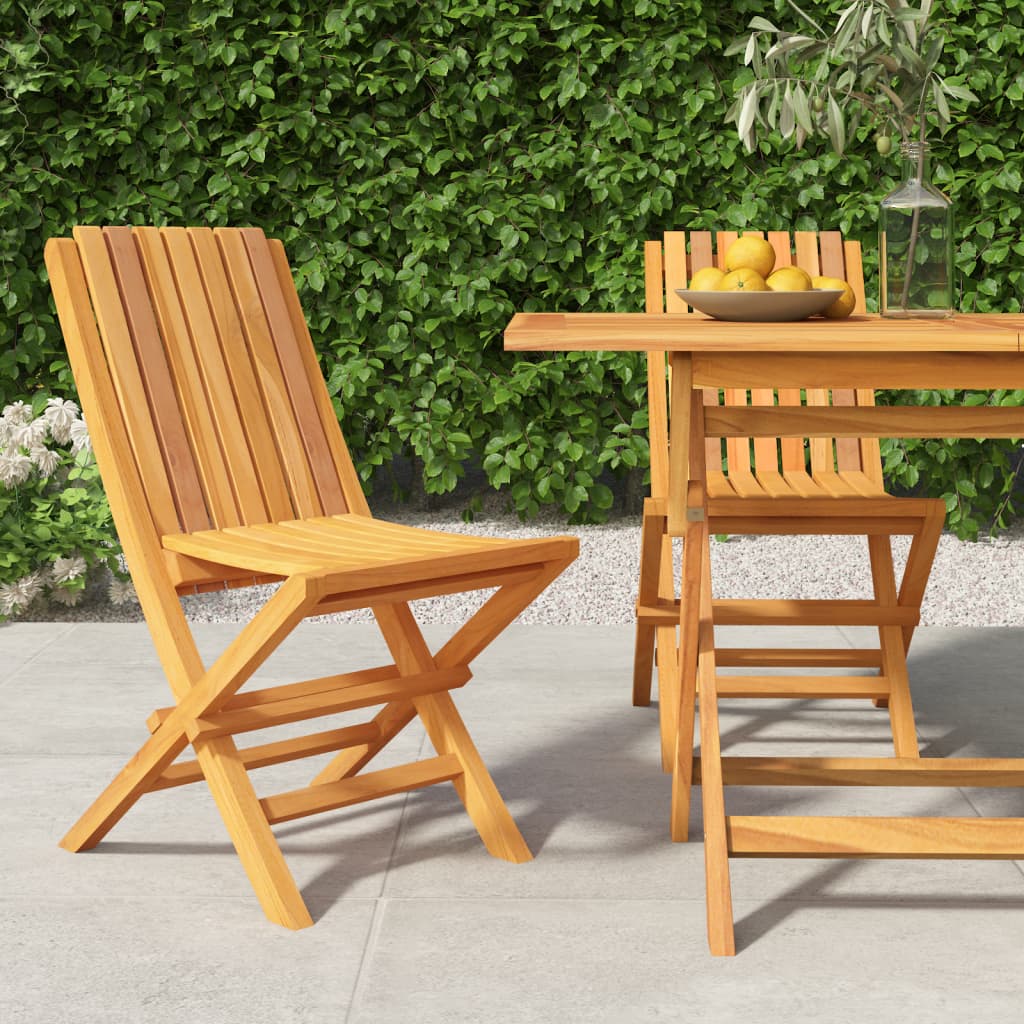 vidaXL Folding Patio Chairs 2 pcs 18.5"x18.5"x35" Solid Wood Teak-0