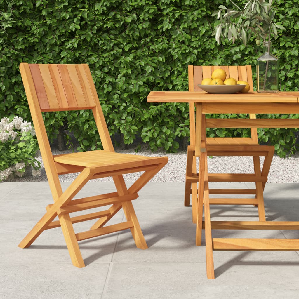 vidaXL Folding Patio Chairs 2 pcs 18.5"x24"x35.4" Solid Wood Teak-0