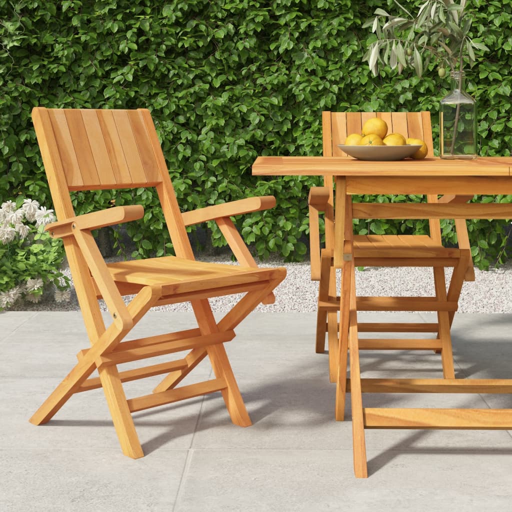 vidaXL Folding Patio Chairs 2 pcs 21.7"x24"x35.4" Solid Wood Teak-0