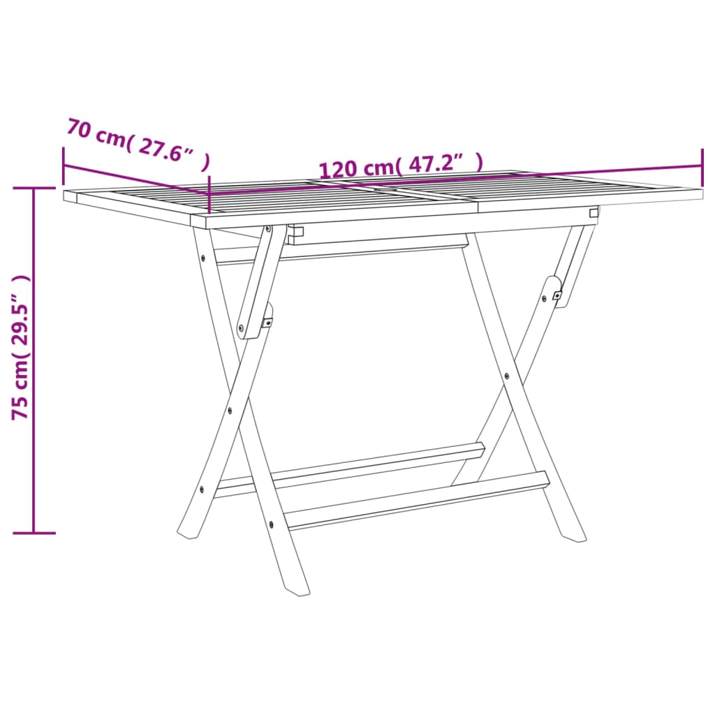vidaXL Outdoor Dining Table Folding Table Garden Furniture Solid Wood Teak-11