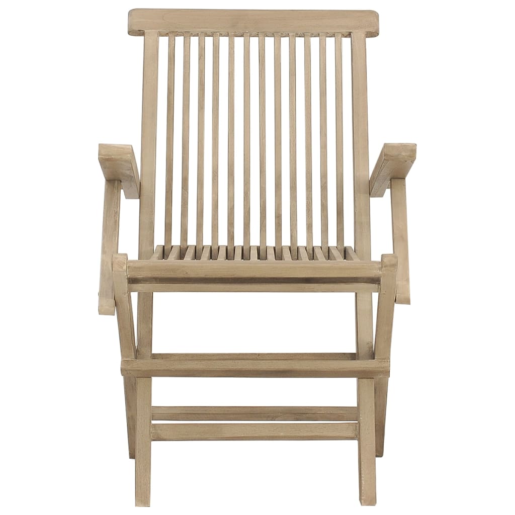vidaXL Folding Patio Chairs Outdoor Lawn Chair Furniture Gray Solid Wood Teak-17