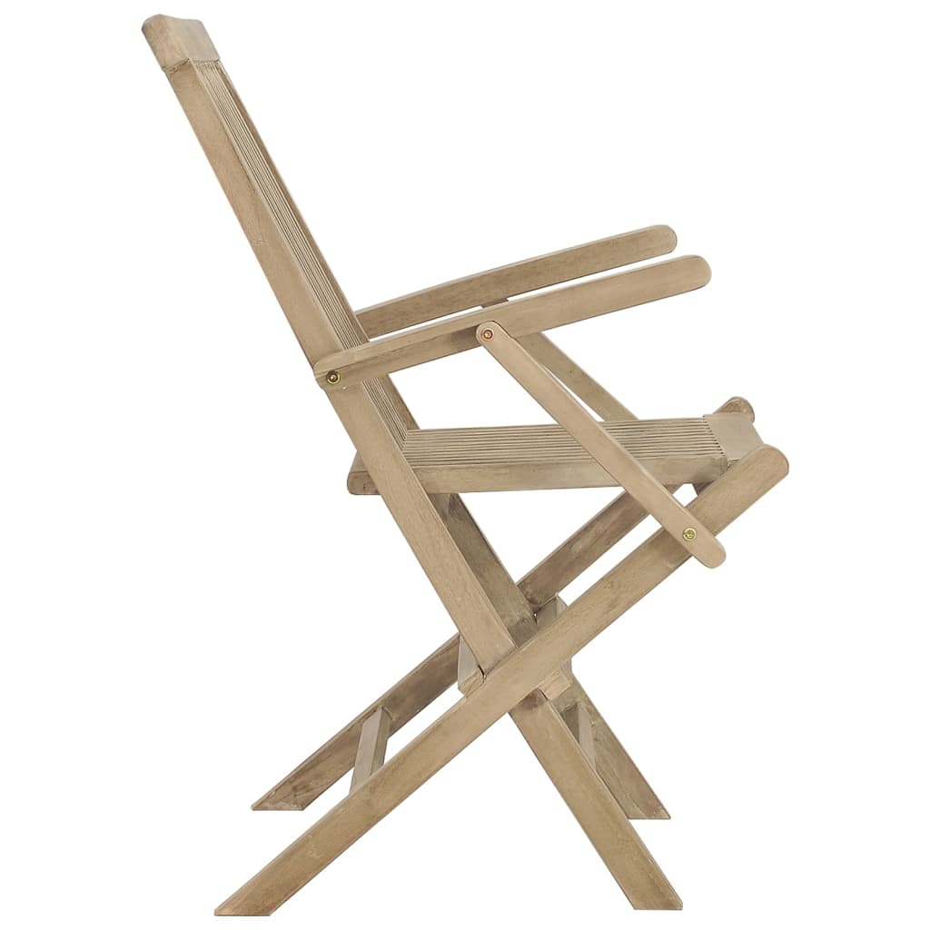 vidaXL Folding Patio Chairs Outdoor Lawn Chair Furniture Gray Solid Wood Teak-20