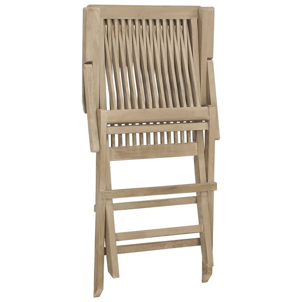 vidaXL Folding Patio Chairs Outdoor Lawn Chair Furniture Gray Solid Wood Teak-23
