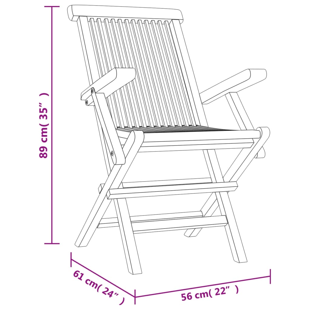vidaXL Folding Patio Chairs Outdoor Lawn Chair Furniture Gray Solid Wood Teak-11
