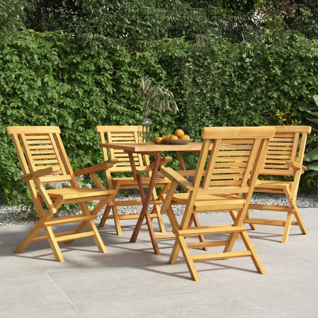 vidaXL Folding Patio Chairs 4 pcs 22"x24.8"x35.4" Solid Wood Teak-0