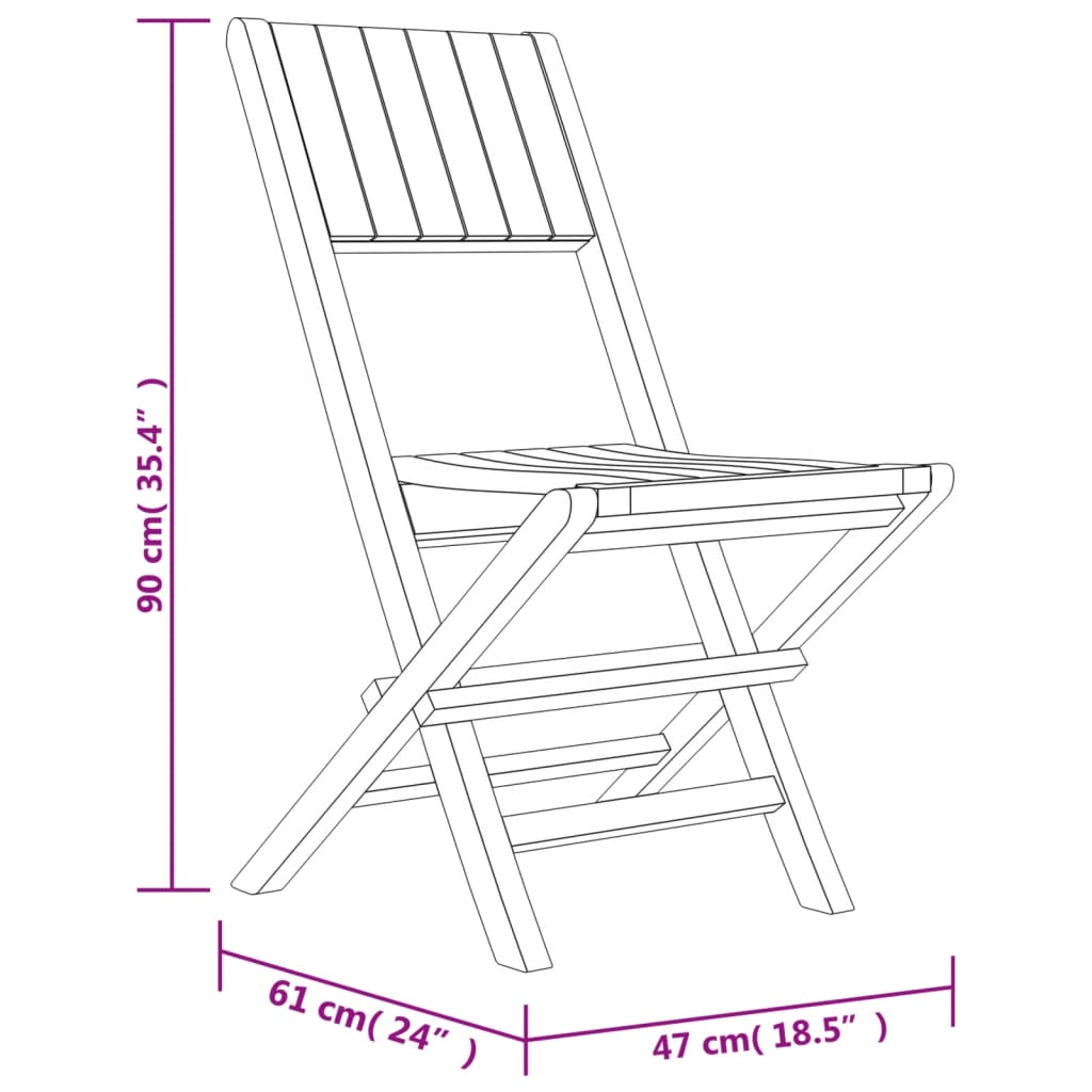 vidaXL Folding Patio Chairs 6 pcs 18.5"x24"x35.4" Solid Wood Teak-4